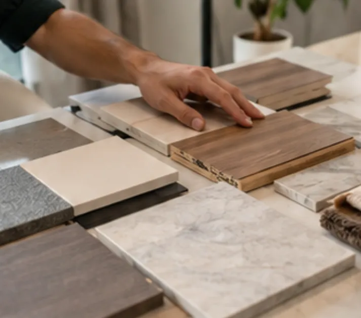 Step 3: Touch & feel material & finish samples at your home with itemised transparent quote