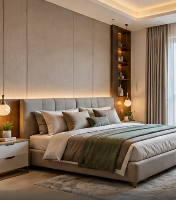 Vertical Fluted Headboard Wall